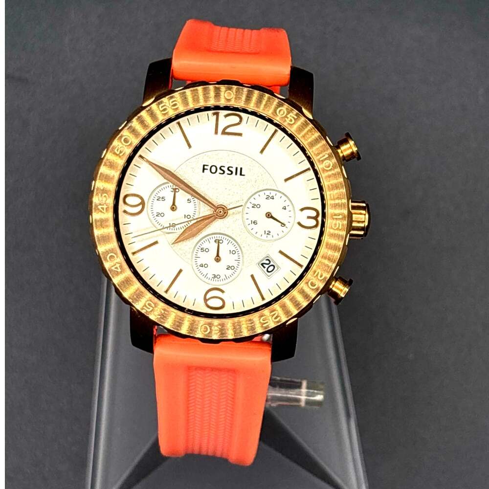 Fossil C181017 Original Boyfriend Chronograph Gold Tone Orange Strap 40mm Watch